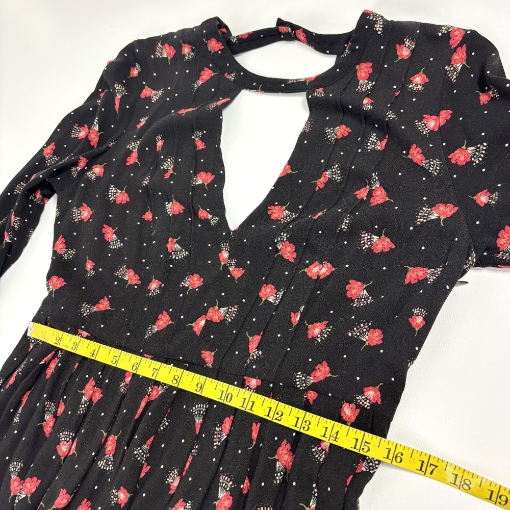 Free People Black Red Floral Mini Dress – Size 8 - Picture 13 of 16